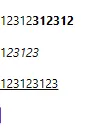 Поле RichTextBox с примером текста: 12312312312, 123123, и подчёркнутый 12312312