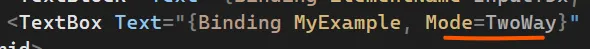 XAML с Mode=TwoWay подчёркнут