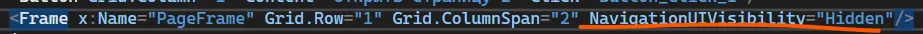 Frame с атрибутом NavigationUIVisibility="Hidden" в XAML