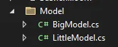 Обозреватель решений с папкой Model и файлами BigModel.cs и LittleModel.cs
