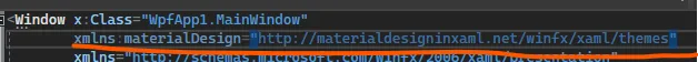 Window-тэг с подключённым xmlns:materialDesign